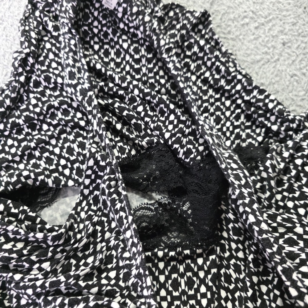 Anne Klein Womens 2X Maxi Dress Black White Geometric Lace-up Sleeveless 5827 - Picture 5 of 7